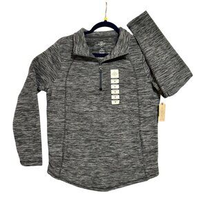 NEW St. Johns Bay Womens M Stretch Heather Gray Classic Quarter-Zip Pullover